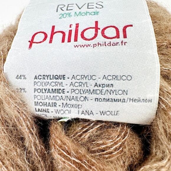 Vintage Phildar Reve 20% Mohair Yarn Bulky Light Latte Brown Made in Italy - Picture 2 of 4